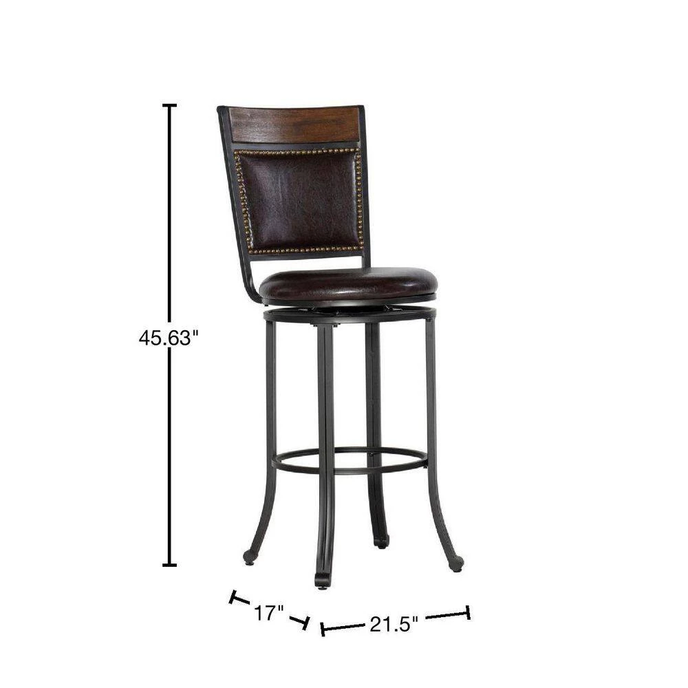 45.63 in. Brown Bar Stool with Leatherette Upholstery and Flared Legs by Benjara 2 45.63 in. Brown Bar Stool with Leatherette Upholstery and Flared Legs by Benjara - Image 2