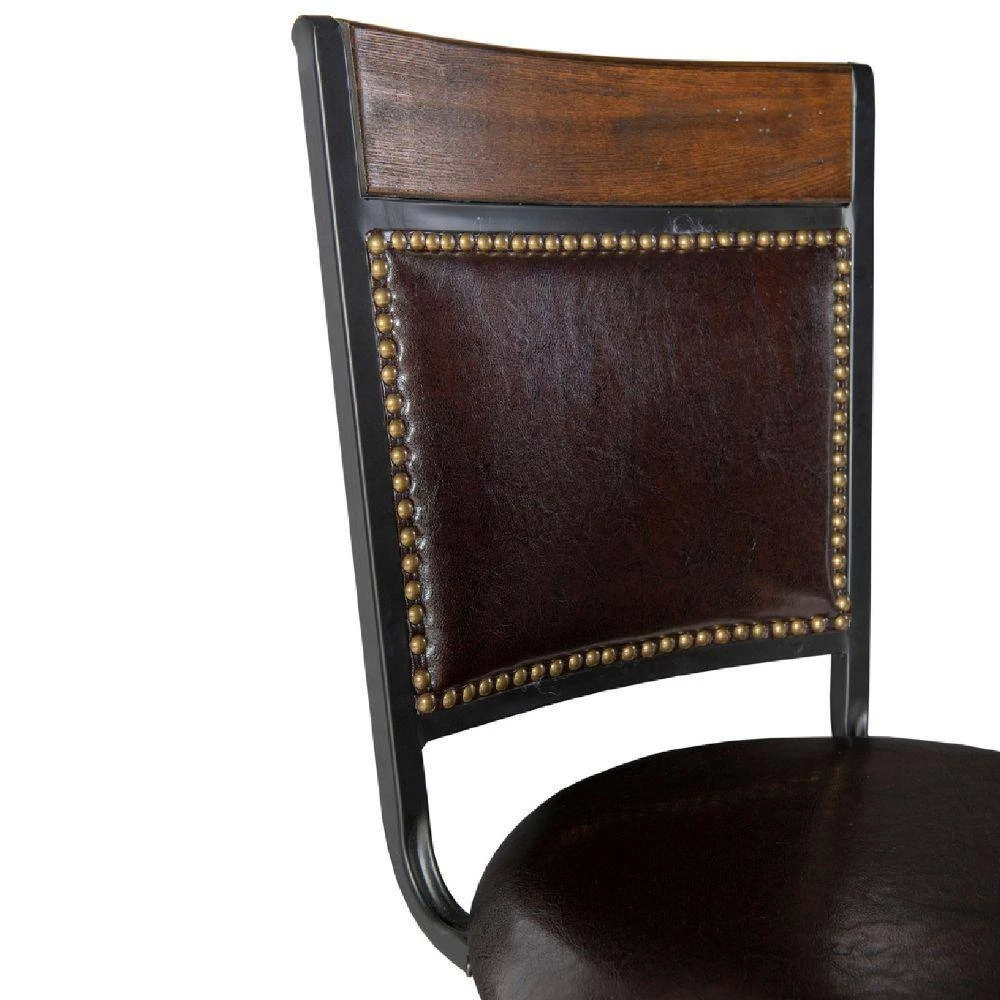 45.63 in. Brown Bar Stool with Leatherette Upholstery and Flared Legs by Benjara 3 45.63 in. Brown Bar Stool with Leatherette Upholstery and Flared Legs by Benjara - Image 3