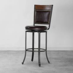 45.63 in. Brown Bar Stool with Leatherette Upholstery and Flared Legs by Benjara 13 45.63 in. Brown Bar Stool with Leatherette Upholstery and Flared Legs by Benjara -Cheap Benjara Store brown benjara bar stools bm270373 fa 1000