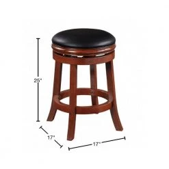 Sabi 25 in. Brown and Black Backless Solid Wood Swivel Counter Stool with Faux Leather Seat by Benjara -Cheap Benjara Store brown benjara bar stools bm274232 40 1000