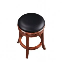 Sabi 25 in. Brown and Black Backless Solid Wood Swivel Counter Stool with Faux Leather Seat by Benjara -Cheap Benjara Store brown benjara bar stools bm274232 4f 1000