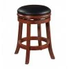 Sabi 25 in. Brown and Black Backless Solid Wood Swivel Counter Stool with Faux Leather Seat by Benjara