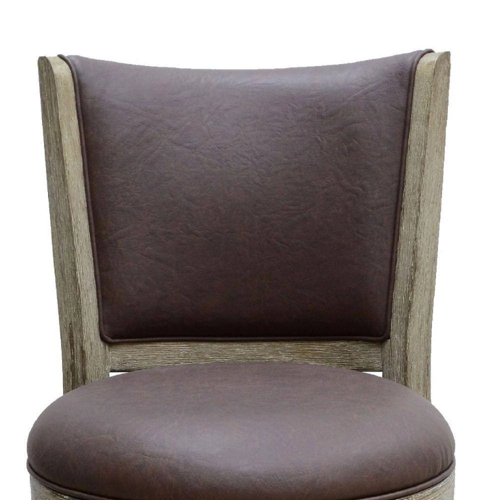 Jane 37.5 in. Brown Round Swivel Counter Stool with Rich Vegan Faux Leather by Benjara 3 Jane 37.5 in. Brown Round Swivel Counter Stool with Rich Vegan Faux Leather by Benjara - Image 3