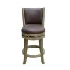 Jane 37.5 in. Brown Round Swivel Counter Stool with Rich Vegan Faux Leather by Benjara