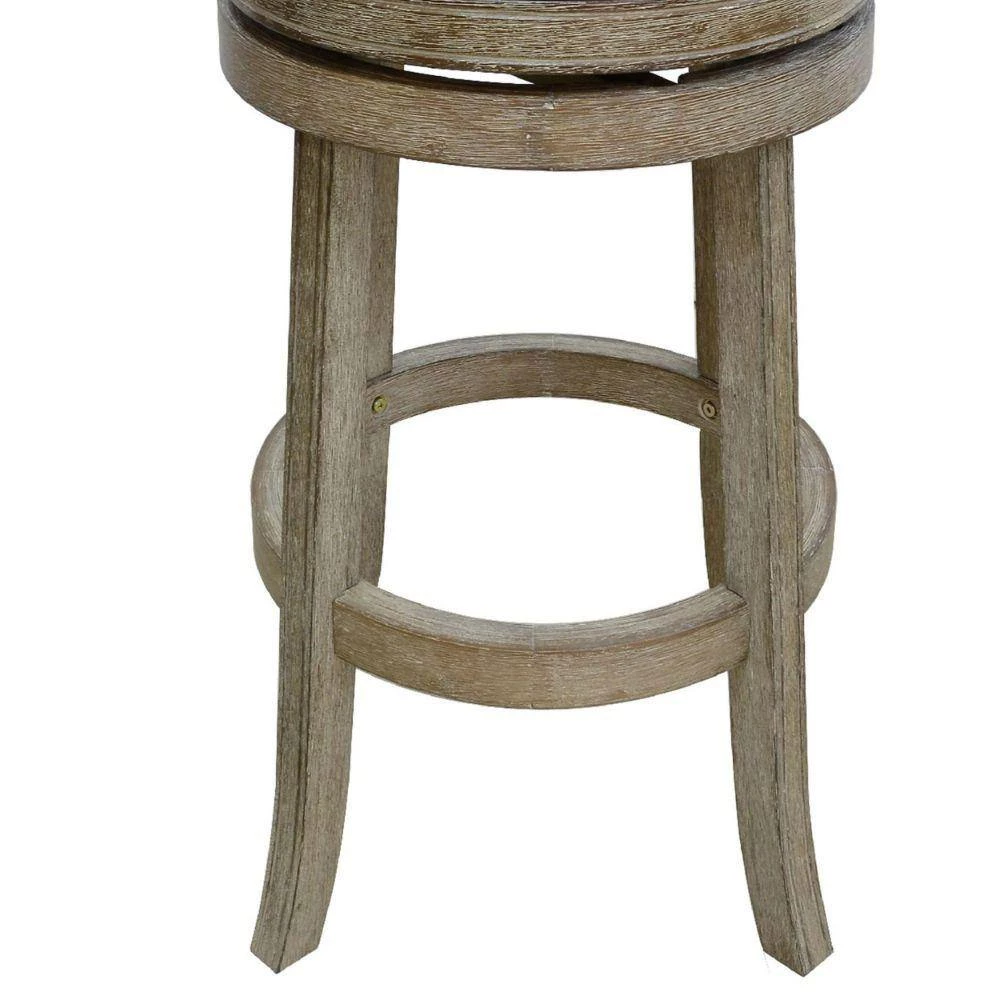 Jane 43.5 in. Brown High Back Wood Swivel Barstool with Round Rich Vegan Faux Leather Seat by Benjara 5 Jane 43.5 in. Brown High Back Wood Swivel Barstool with Round Rich Vegan Faux Leather Seat by Benjara - Image 5