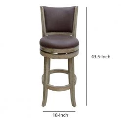 Jane 43.5 in. Brown High Back Wood Swivel Barstool with Round Rich Vegan Faux Leather Seat by Benjara 12 Jane 43.5 in. Brown High Back Wood Swivel Barstool with Round Rich Vegan Faux Leather Seat by Benjara -Cheap Benjara Store brown benjara bar stools bm274261 44 1000