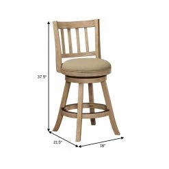 37 in. Oat Brown Low Back Solid Wood Swivel Counter Stool with Slatted Back by Benjara -Cheap Benjara Store brown benjara bar stools bm274281 44 1000