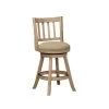 37 in. Oat Brown Low Back Solid Wood Swivel Counter Stool with Slatted Back by Benjara