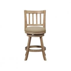 37 in. Oat Brown Low Back Solid Wood Swivel Counter Stool with Slatted Back by Benjara -Cheap Benjara Store brown benjara bar stools bm274281 c3 1000