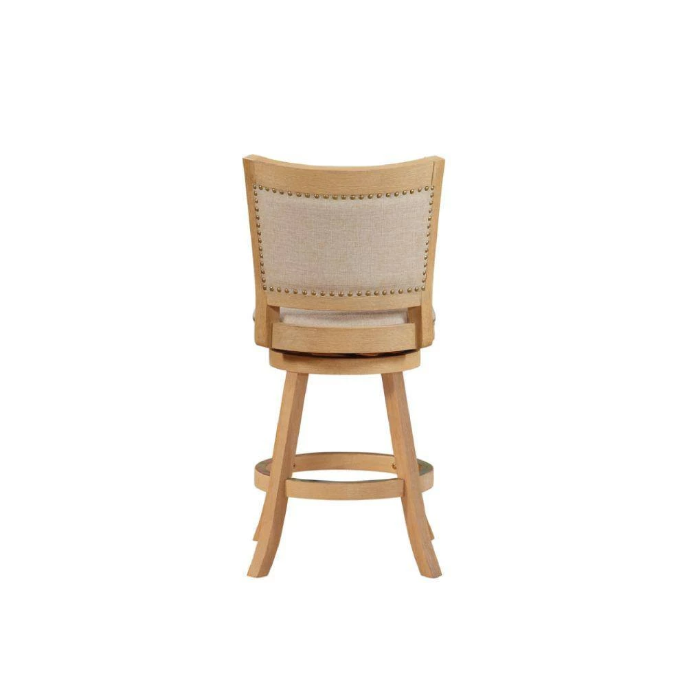 43.5 In. Oat Brown Low Back Rubberwood Swivel Barstool With Slatted Back by Benjara 6 43.5 In. Oat Brown Low Back Rubberwood Swivel Barstool With Slatted Back by Benjara - Image 6