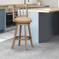 43.5 In. Oat Brown Low Back Rubberwood Swivel Barstool With Slatted Back by Benjara 15 43.5 In. Oat Brown Low Back Rubberwood Swivel Barstool With Slatted Back by Benjara -Cheap Benjara Store brown benjara bar stools bm274282 31 1000