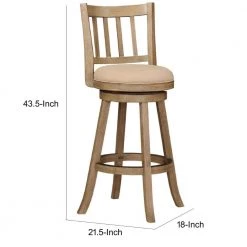 43.5 In. Oat Brown Low Back Rubberwood Swivel Barstool With Slatted Back by Benjara 14 43.5 In. Oat Brown Low Back Rubberwood Swivel Barstool With Slatted Back by Benjara -Cheap Benjara Store brown benjara bar stools bm274282 44 1000