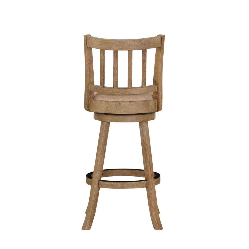 43.5 In. Oat Brown Low Back Rubberwood Swivel Barstool With Slatted Back by Benjara 5 43.5 In. Oat Brown Low Back Rubberwood Swivel Barstool With Slatted Back by Benjara - Image 5