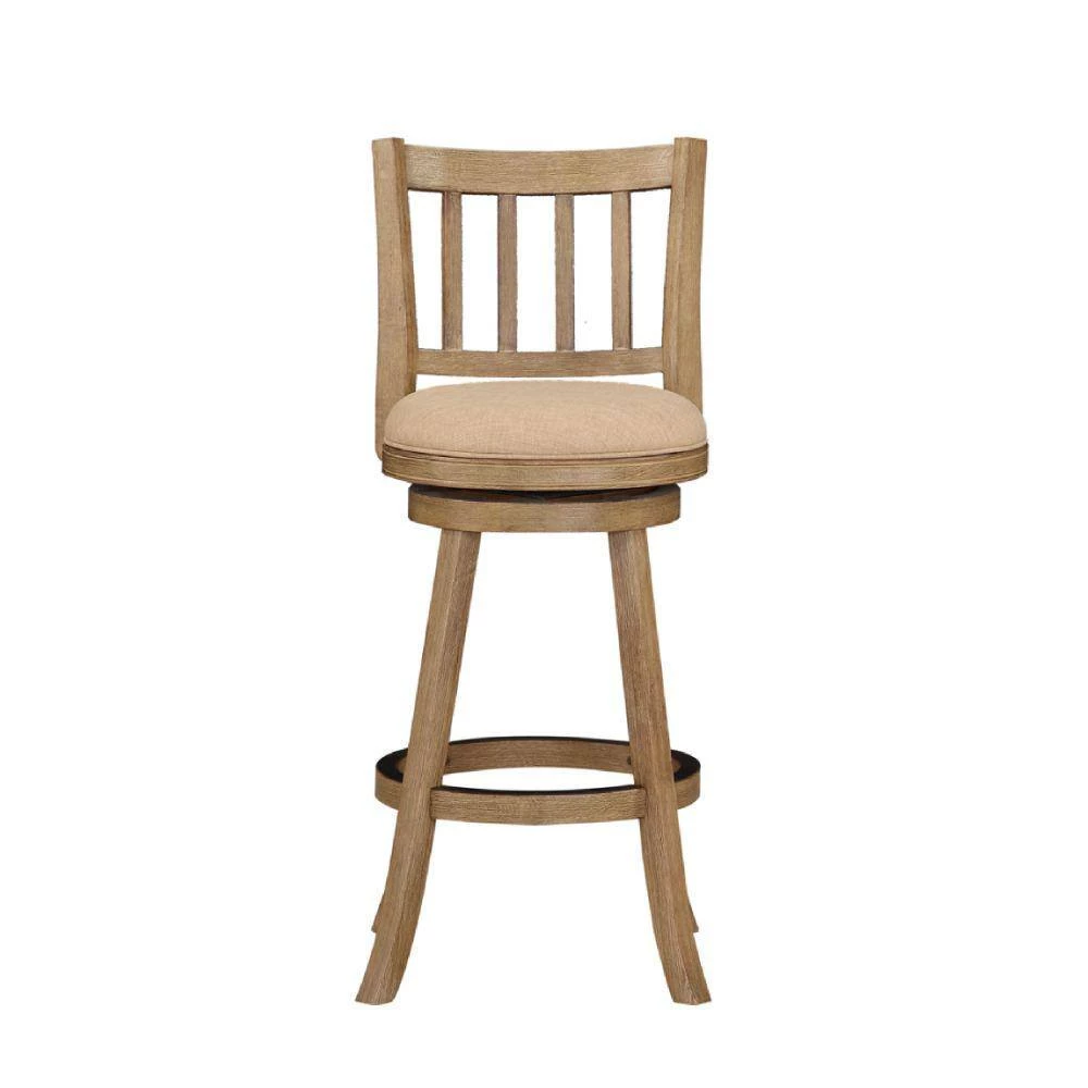 43.5 In. Oat Brown Low Back Rubberwood Swivel Barstool With Slatted Back by Benjara 4 43.5 In. Oat Brown Low Back Rubberwood Swivel Barstool With Slatted Back by Benjara - Image 4