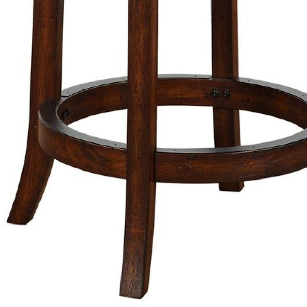 Mia 37.25 in. Brown Wood Swivel Counter Stool with Crossed Metal Back and Sedge Seat by Benjara 5 Mia 37.25 in. Brown Wood Swivel Counter Stool with Crossed Metal Back and Sedge Seat by Benjara - Image 5