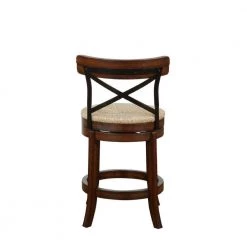 Mia 37.25 in. Brown Wood Swivel Counter Stool with Crossed Metal Back and Sedge Seat by Benjara 9 Mia 37.25 in. Brown Wood Swivel Counter Stool with Crossed Metal Back and Sedge Seat by Benjara -Cheap Benjara Store brown benjara bar stools bm274286 4f 1000