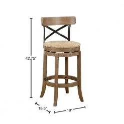 42.75 in. Natural Brown Crossed Metal High Back Swivel Barstool with Sedge Seat by Benjara -Cheap Benjara Store brown benjara bar stools bm274288 40 1000