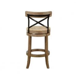 42.75 in. Natural Brown Crossed Metal High Back Swivel Barstool with Sedge Seat by Benjara -Cheap Benjara Store brown benjara bar stools bm274288 4f 1000