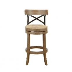 42.75 in. Natural Brown Crossed Metal High Back Swivel Barstool with Sedge Seat by Benjara -Cheap Benjara Store brown benjara bar stools bm274288 c3 1000