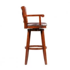 Hugo 50 in. Brown High Back Wood Swivel Barstool with Open Rolled Arms and Bonded Leather Seat by Benjara 13 Hugo 50 in. Brown High Back Wood Swivel Barstool with Open Rolled Arms and Bonded Leather Seat by Benjara -Cheap Benjara Store brown benjara bar stools bm274302 1f 1000