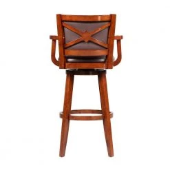 Hugo 50 in. Brown High Back Wood Swivel Barstool with Open Rolled Arms and Bonded Leather Seat by Benjara 12 Hugo 50 in. Brown High Back Wood Swivel Barstool with Open Rolled Arms and Bonded Leather Seat by Benjara -Cheap Benjara Store brown benjara bar stools bm274302 4f 1000