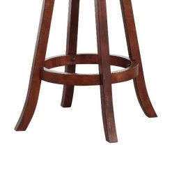 43.5 in. Espresso Brown Faux Leather Swivel Barstool with Flared Wood Legs by Benjara -Cheap Benjara Store brown benjara bar stools bm274313 1f 1000