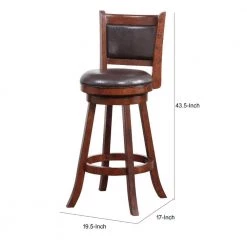 43.5 in. Espresso Brown Faux Leather Swivel Barstool with Flared Wood Legs by Benjara -Cheap Benjara Store brown benjara bar stools bm274313 44 1000