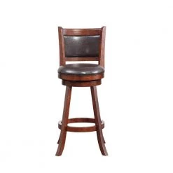43.5 in. Espresso Brown Faux Leather Swivel Barstool with Flared Wood Legs by Benjara -Cheap Benjara Store brown benjara bar stools bm274313 c3 1000