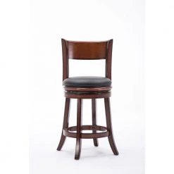 37 In. Brown Bonded Leather Solid Wood Swivel Counter Stool by Benjara -Cheap Benjara Store brown benjara bar stools bm274337 c3 1000