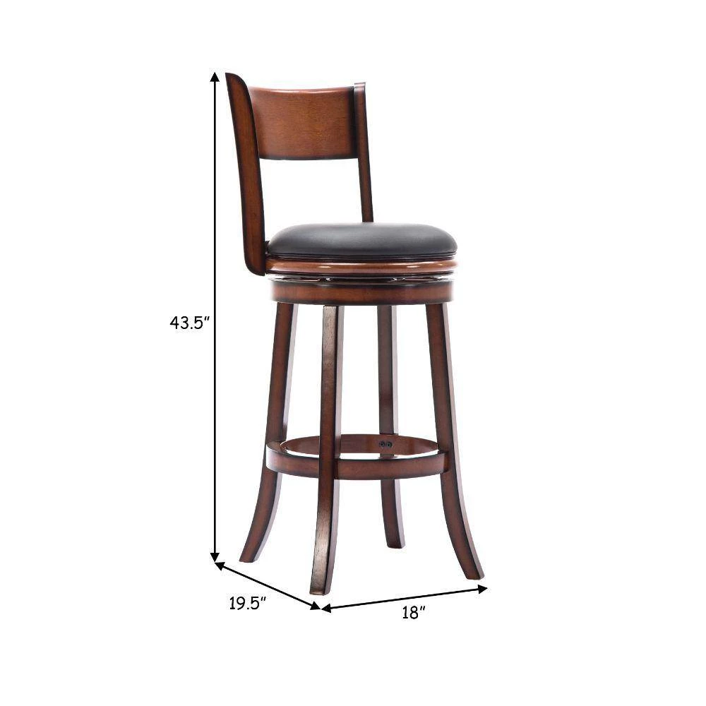 Pal 43.5 in. Brown Solid Wood Swivel Bar Stool with Rich Bonded Leather by Benjara 7 Pal 43.5 in. Brown Solid Wood Swivel Bar Stool with Rich Bonded Leather by Benjara - Image 7
