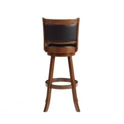 Pio 47 in. Cherry Brown High Back Wood Extra Tall Swivel Bar Stool with Faux Leather Seat by Benjara -Cheap Benjara Store brown benjara bar stools bm274343 4f 1000