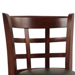 Sabi 37.5 in. Brown and Black Solid Wood Swivel Counter Stool With Faux Leather Seat by Benjara -Cheap Benjara Store brown benjara bar stools bm274348 c3 1000