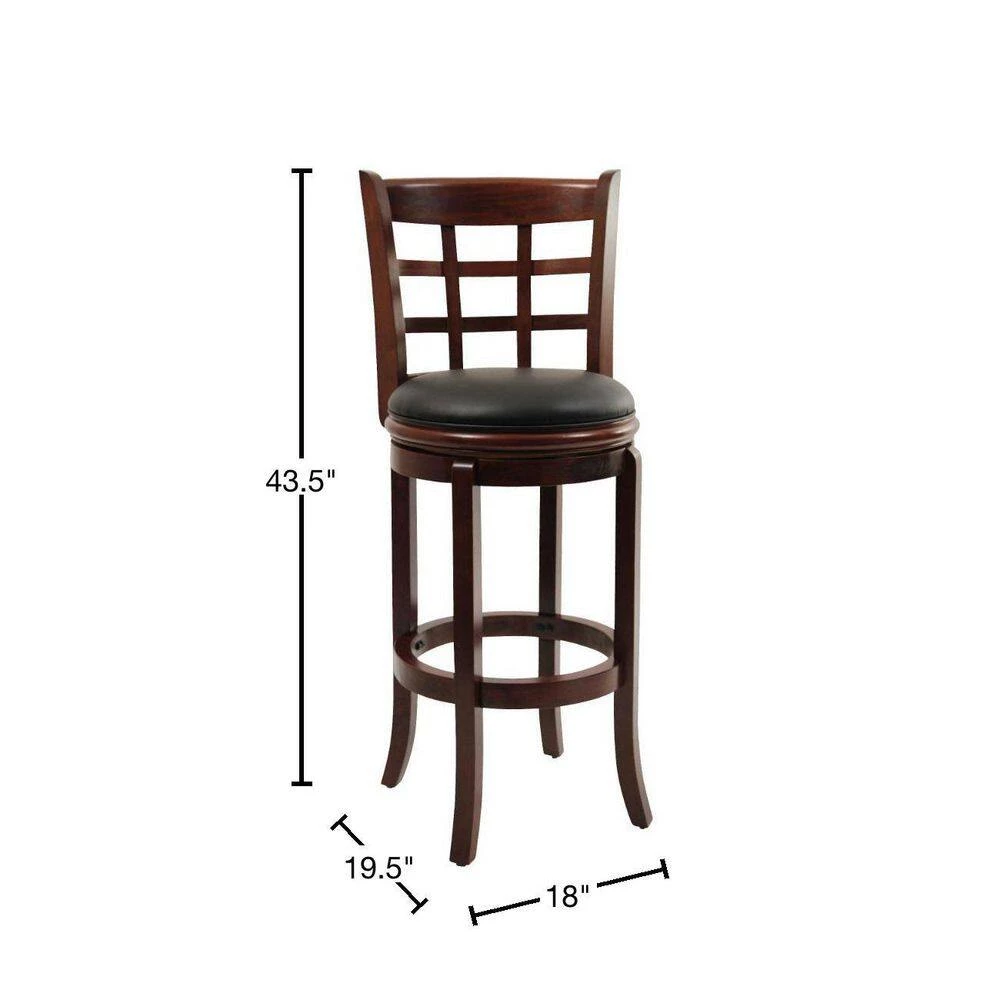 43.5 in. Brown and Black Faux Leather Solid Wood Swivel Counter Bar Stool by Benjara 3 43.5 in. Brown and Black Faux Leather Solid Wood Swivel Counter Bar Stool by Benjara - Image 3