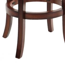 Sabi 29 in. Brown and Black Solid Wood Swivel Counter Stool Faux Leather by Benjara -Cheap Benjara Store brown benjara bar stools bm274356 1f 1000