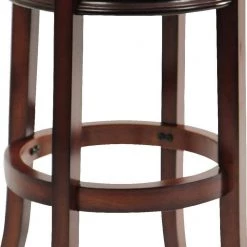 Sabi 29 in. Brown and Black Solid Wood Swivel Counter Stool Faux Leather by Benjara -Cheap Benjara Store brown benjara bar stools bm274356 4f 1000