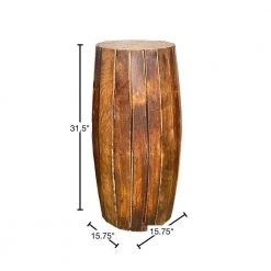 Sia 31.5 in. Rustic Brown Backless Wood Stool with Elongated Drum Shape and Round Base by Benjara -Cheap Benjara Store brown benjara bar stools bm274804 40 1000