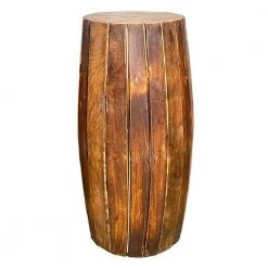 Sia 31.5 in. Rustic Brown Backless Wood Stool with Elongated Drum Shape and Round Base by Benjara