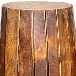 Sia 31.5 in. Rustic Brown Backless Wood Stool with Elongated Drum Shape and Round Base by Benjara -Cheap Benjara Store brown benjara bar stools bm274804 c3 1000