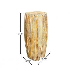 Sia 31.5 in. Washed Brown Backless Wood Stool with Elongated Drum Shape and Round Base by Benjara -Cheap Benjara Store brown benjara bar stools bm274806 40 1000