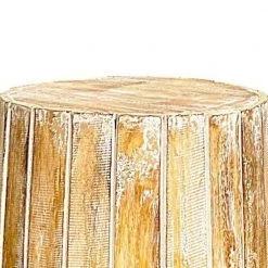 Sia 31.5 in. Washed Brown Backless Wood Stool with Elongated Drum Shape and Round Base by Benjara -Cheap Benjara Store brown benjara bar stools bm274806 c3 1000