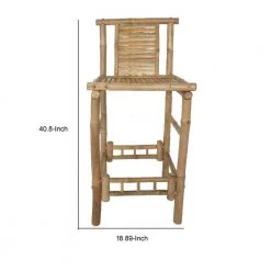 41 in. Natural Brown High Back Bamboo Bar Stool with Slatted Back and Seat by Benjara 12 41 in. Natural Brown High Back Bamboo Bar Stool with Slatted Back and Seat by Benjara -Cheap Benjara Store brown benjara bar stools bm274818 44 1000