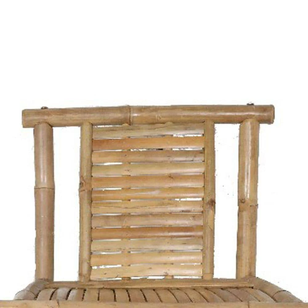 41 in. Natural Brown High Back Bamboo Bar Stool with Slatted Back and Seat by Benjara 3 41 in. Natural Brown High Back Bamboo Bar Stool with Slatted Back and Seat by Benjara - Image 3