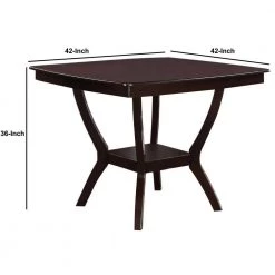 Brown Square Shaped Wooden Counter Height Table with Bottom Shelf by Benjara -Cheap Benjara Store brown benjara bar tables bm171287 4f 1000