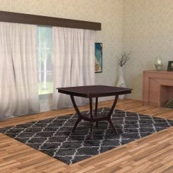 Brown Square Shaped Wooden Counter Height Table with Bottom Shelf by Benjara -Cheap Benjara Store brown benjara bar tables bm171287 c3 1000