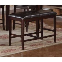 17 in. L x 38 in. W x 24 in. H Brown Rubber with Tufted Upholstery Wood High Bench by Benjara -Cheap Benjara Store brown benjara bedroom benches bm171198 31 1000