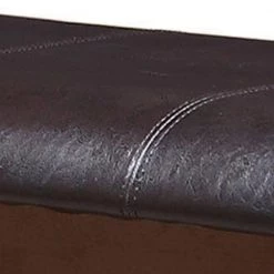 Brown Wooden Counter Height Bench with Leatherette Seat 40 in. L x 17 in. W x 25 in. H by Benjara -Cheap Benjara Store brown benjara bedroom benches bm215452 1f 1000