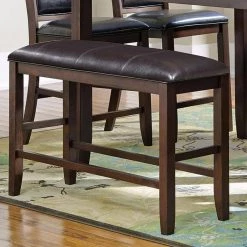 Brown Wooden Counter Height Bench with Leatherette Seat 40 in. L x 17 in. W x 25 in. H by Benjara -Cheap Benjara Store brown benjara bedroom benches bm215452 31 1000