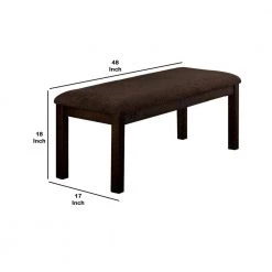 18" H x 17" W x 48" L Brown Padded Bench with Wooden Frame by Benjara -Cheap Benjara Store brown benjara bedroom benches bm230635 44 1000