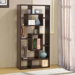 Aesthetic 70.75 in. Brown Wooden 2-Compartment Standard Bookcase by Benjara -Cheap Benjara Store brown benjara bookcases bookshelves bm156231 31 1000