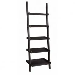 72 in. H Brown Sleek Wooden Ladder Bookcase with 5-Shelves by Benjara